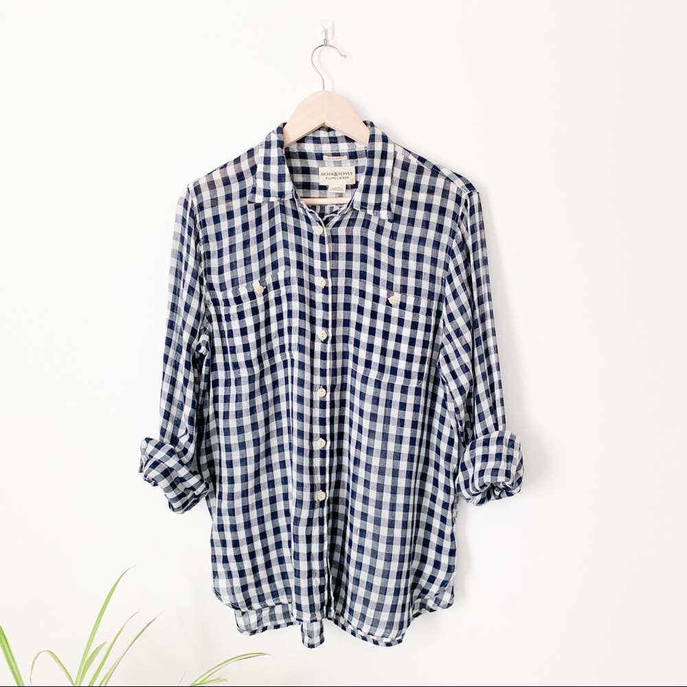 Denim & Supple Ralph Lauren Blue Gingham Blouse